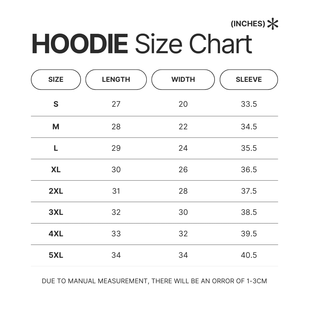 Hoodie Size Chart - Night Of The Living Dead Merch
