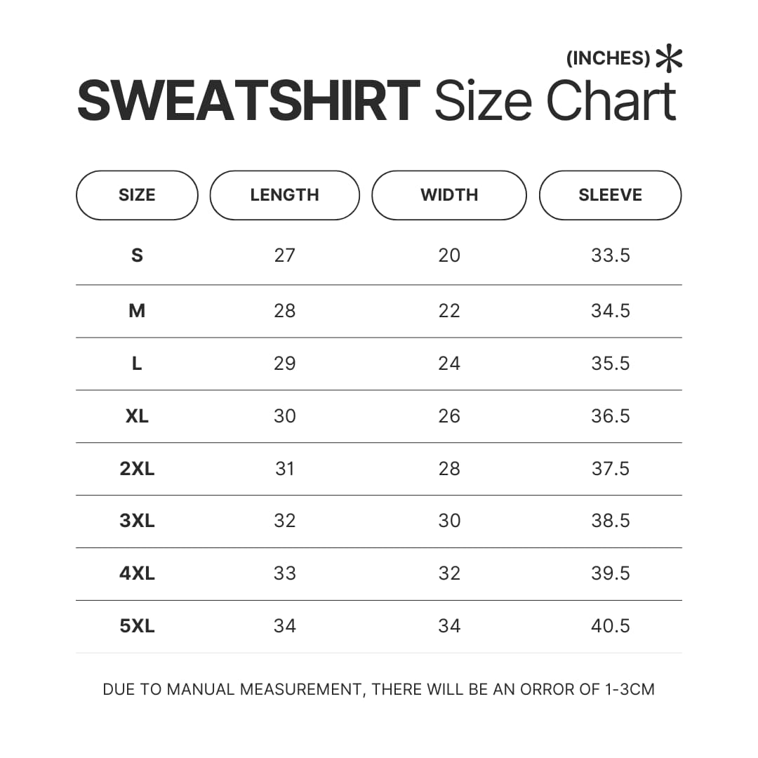 Sweatshirt Size Chart - Night Of The Living Dead Merch