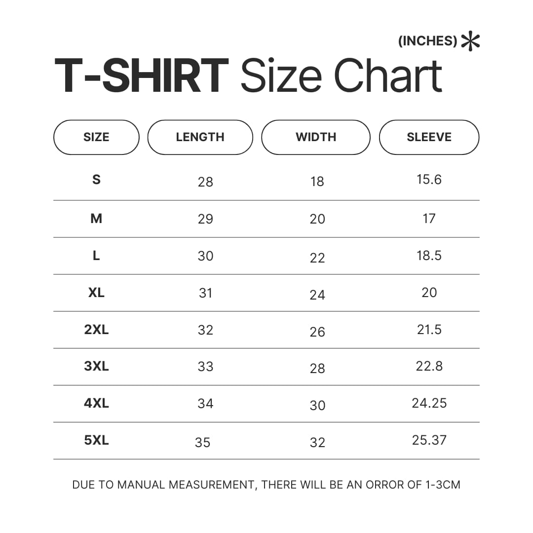 T shirt Size Chart - Night Of The Living Dead Merch