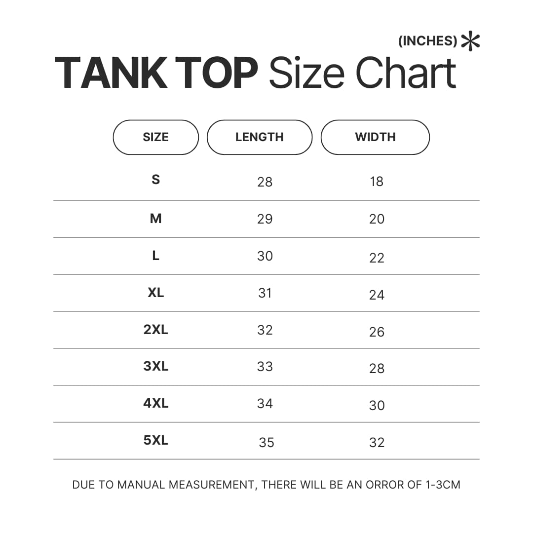 Tank Top Size Chart - Night Of The Living Dead Merch