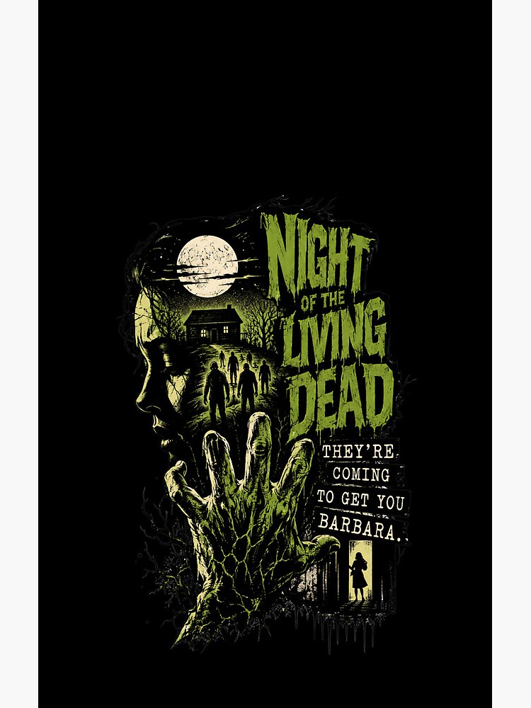 Night Of The Living Dead Vintage Zombie Horror Movie Shower Curtain - Image 2