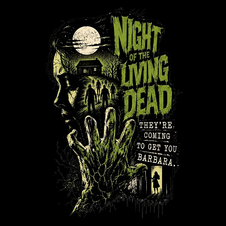 Night Of The Living Dead Vintage Zombie Horror Movie Tote Bag - Image 2