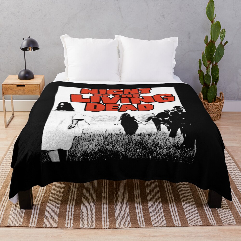 Zombie Movie Print Zombie Night Of The Living Dead Horror Film Throw Blanket