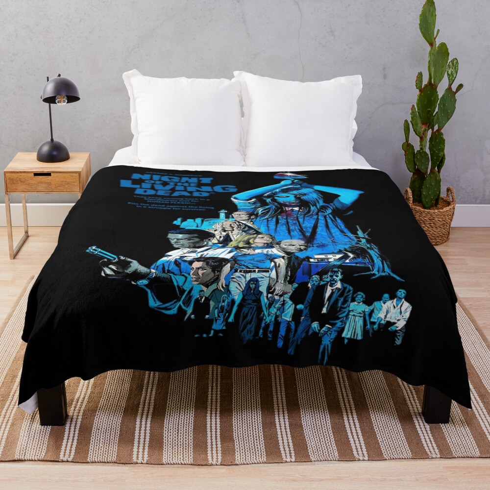 Vintage Scary Halloween Movie Horror Film Throw Blanket