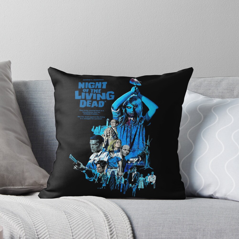 Vintage Scary Halloween Movie Horror Film Throw Pillow